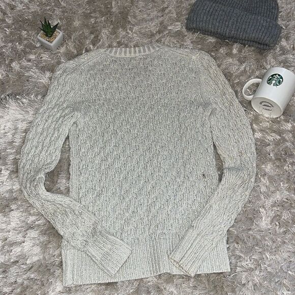 EUC J. Crew Crewneck Metallic Ivory Cable Knit Sweater XS - Picture 7 of 7